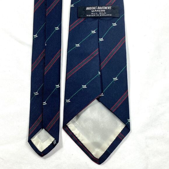 Brooks Brothers Makers Vintage Tie Repp Weave RARE Golf Stripe Blue English Silk - Picture 9 of 9